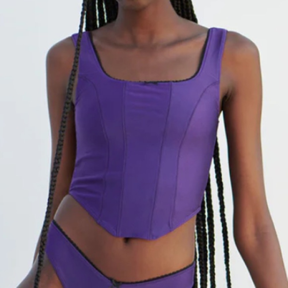 Frankie’s Bikinis “Victoria” Shine Crop Top - candied violet